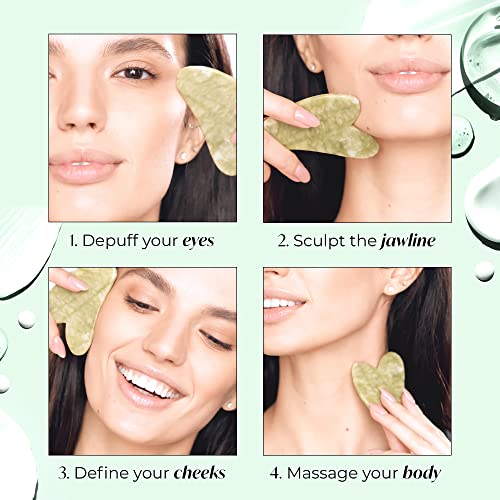 Gua Sha Facial Tool | Jade, Jawline Sculptor, Skincare Massage Tool