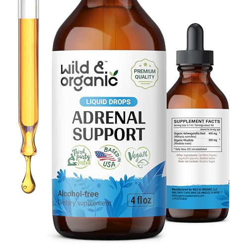 Adrenal Health Supplement | Liquid Drops with Rhodiola & Ashwagandha - 4 fl oz.