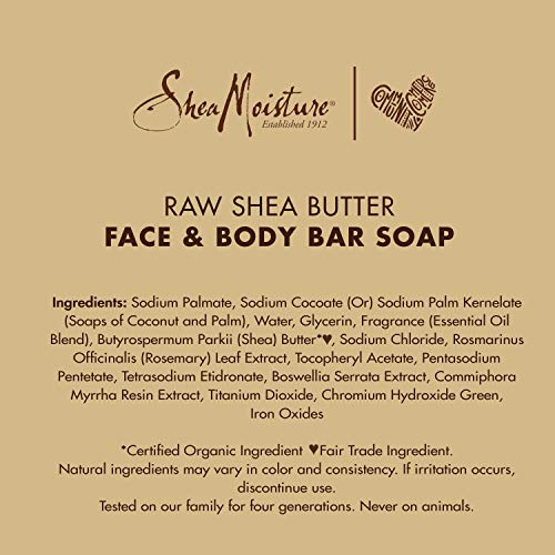 SheaMoisture Face and Body Bar Soap for Dry Skin with Paraben Free, Raw Shea Butter, Myrhh, 8 Ounce, (Pack of 3)