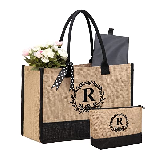 Tote Bag | Personalized Monogram, Jute Material, Ideal for Beach or Gifts