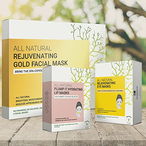 Face Mask Set | Gold Face Mask, Gold Lip Mask, Gold Eye Mask