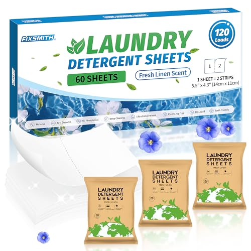 Laundry Detergent Sheets | Fresh Linen Scent, 120 Loads (60 Sheets)