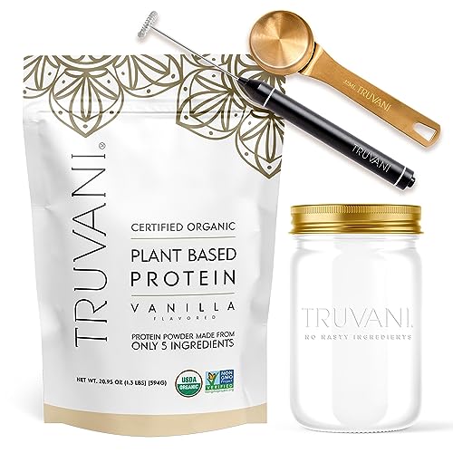 Protein Powder | Vegan Vanilla, 20g Organic Plant-Based, Includes Jar & Frother