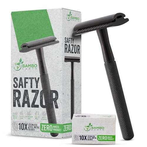 Double Edge Safety Razor | Eco-Friendly, Includes 10 Platinum Coated Blades