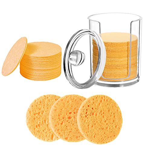 Facial Sponges | 50 Count, Reusable, Exfoliating, Clear Storage Jar