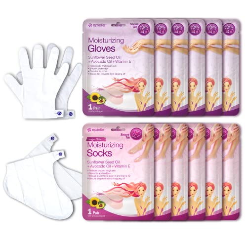 Foot Mask | 12 Pack, Moisturizing Glove & Socks, Sunflower Seed Oil, Avocado Oil, Vitamin E