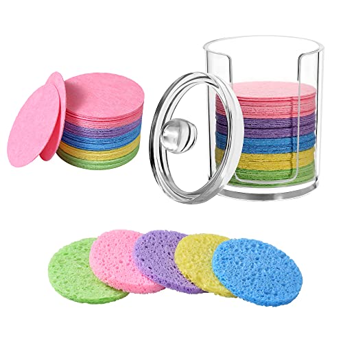 Facial Sponges | 50-Count, Reusable, Exfoliating, Colorful