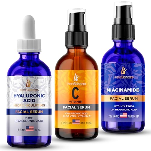 Face Serum Bundle | Hyaluronic Acid, Niacinamide, Vitamin C - 2 oz Each