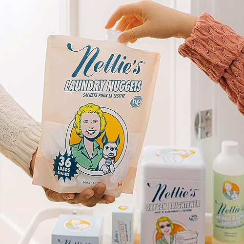 Nellie's Laundry Nuggets - Concentrated Detergent Pods - Vegan, Plant-Based, Biodegradable Formula - Effective & Gentle Cleaning - Eco-Friendly Power for Fresh Clothes (36 Loads)