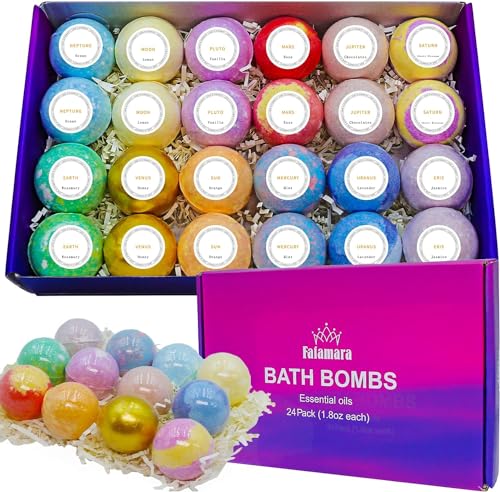 Bath Bombs | 24 pcs, Handmade Gift Set, Natural & Organic Essential Oils