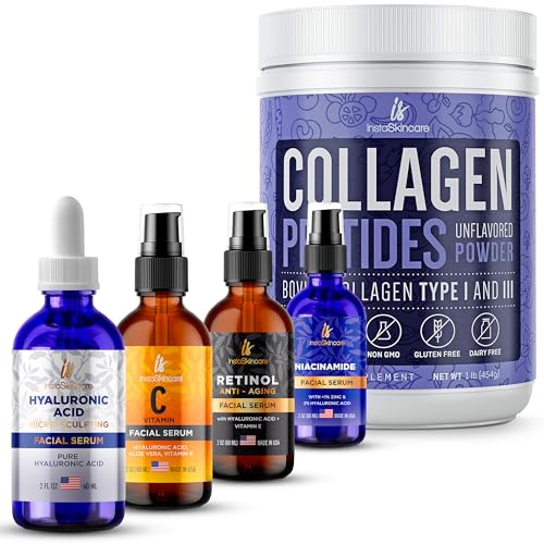 Anti-Aging Skin Care Bundle | Hyaluronic Acid, Niacinamide, Vitamin C, Retinol, Collagen Peptides