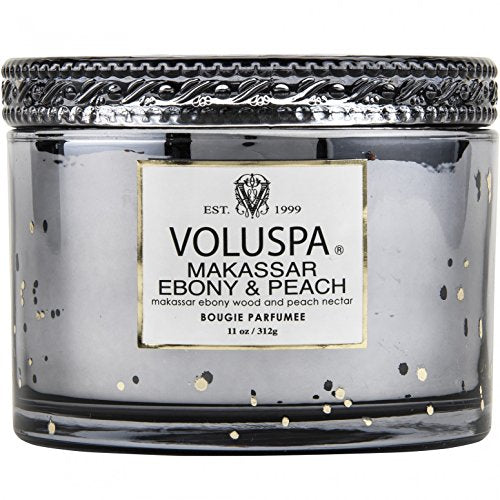 Candle | Makassar Ebony & Peach, 11 oz, 45 Hour Burn Time, All Natural Coconut Wax