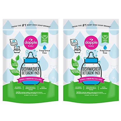 Dishwasher Detergent Pacs | 25 Count, Fragrance Free, Plant Based, Hypoallergenic