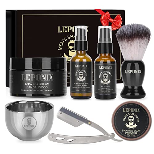 Shaving Kit | Includes Razor, Sandalwood Soap, Cream, After Shave Balm, Brush, Bowl