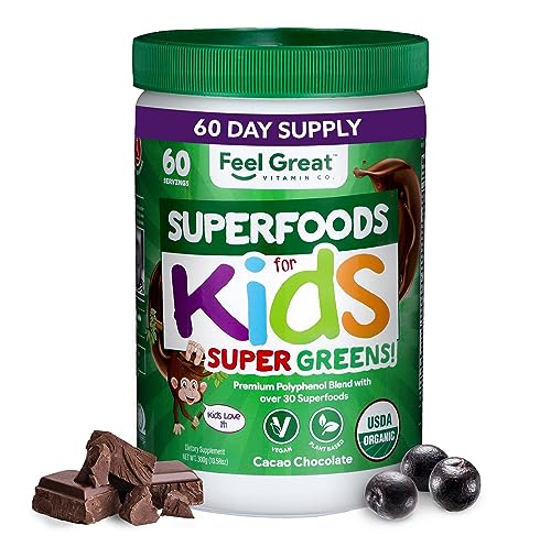 Superfood Powder | Vegan Chocolate Flavor, Probiotics & Digestive Enzymes, 2 Month Supply