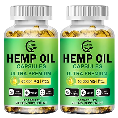 Hemp Oil Capsules | High Potency, 180 Veggie Softgels, Immune Support, Organic, Vegan