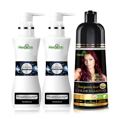 Hair Color Shampoo | 500 ML, Burgundy, Ice Spa Conditioner Set