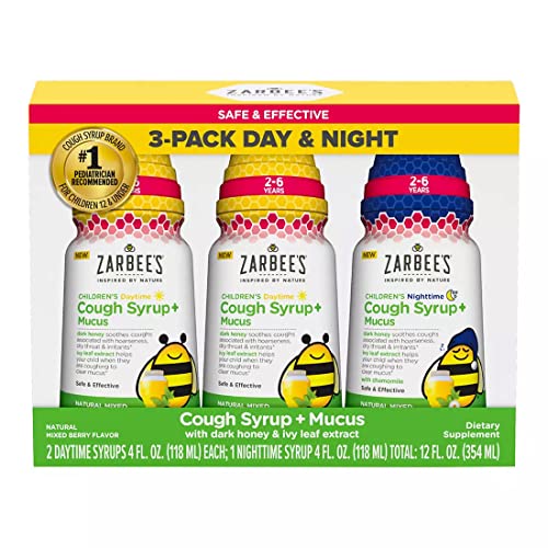 Cough Syrup | Day/Night Value Pack, Mixed Berry Flavor, 3x4 Fl Oz