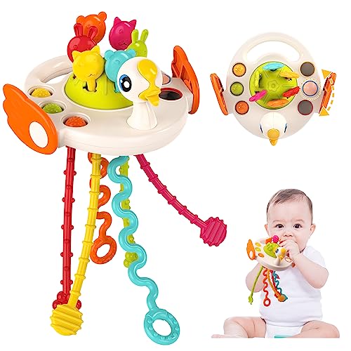 Baby Toy | Silicone Teething, Sensory Pull String, Travel-Friendly