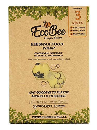 Beeswax Food Wrap | Pack of 3, Small, Medium, Large, Reusable, Eco-Friendly.