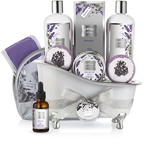 Bath & Body Gift Set | Relaxing Spa Kit, Lavender & Jasmine, Includes Bath Bombs & More