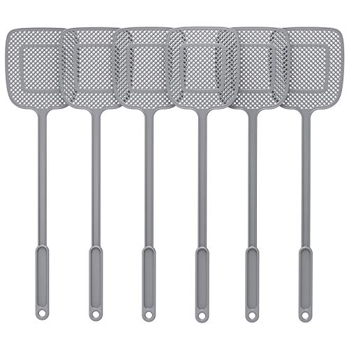 Heavy Duty Fly Swatter | Long Handle, 6 Pack, Gray