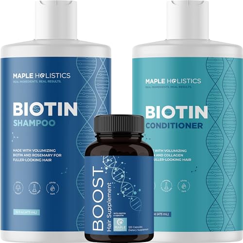 Hair Growth Treatment Set | Biotin Shampoo, Conditioner, Hair Loss Supplement