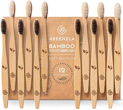 Bamboo Toothbrushes | 12 Pack, BPA Free, Eco-Friendly, Biodegradable