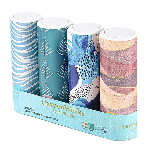 Tissue Dispenser | 4 Pack, Fits Car Cup Holder, Includes Refill Tissues