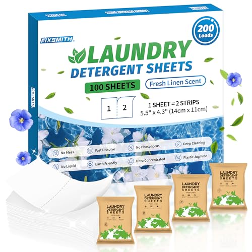 Laundry Detergent Sheets | Fresh Linen Scent, 200 Loads (100 Sheets)