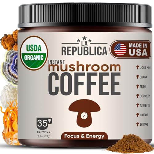 Mushroom Coffee | Organic Blend with Lion's Mane, Reishi, Chaga, 35 Servings