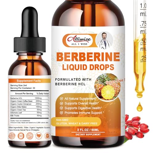 Berberine Supplement | 1500mg, Liquid Drops, 2 Fl Oz, Immune & Digestive Support