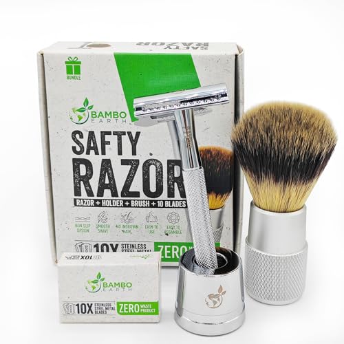 Double Edge Safety Razor | Eco-Friendly, Travel Friendly, Includes 10 Platinum Coated Blades