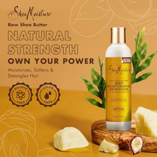 SheaMoisture Raw Shea Butter Deep Moisturizing Detangler for Dry, Damaged Hair, Hair Styling Product Formulated with Sea Kelp and Argan Oil 8 oz