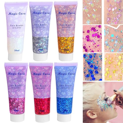 Body Glitter Gel | 6 Colors, Self Adhesive, 50ml