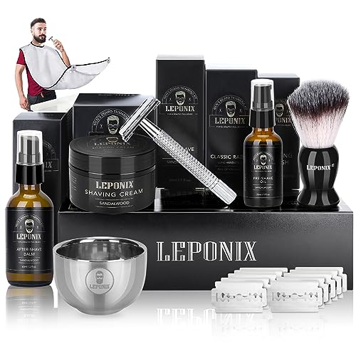 Shaving Kit | Safety Razor, Sandalwood Cream, Aftershave, Pre-Shave Oil, Brush & Bowl