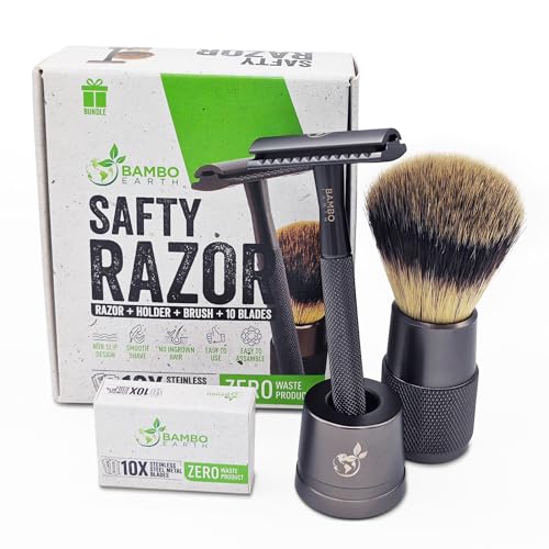 Double Edge Safety Razor | Includes 10 Platinum Coated Blades, Eco-Friendly, Travel Friendly