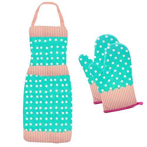 Oven Mitts Set | Heat Resistant Cotton, Decorative Design