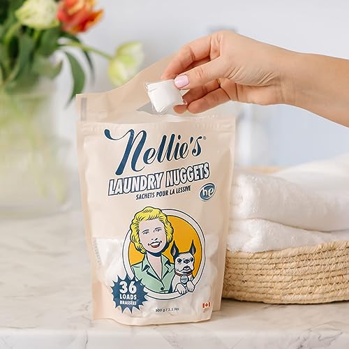 Nellie's Laundry Nuggets - Concentrated Detergent Pods - Vegan, Plant-Based, Biodegradable Formula - Effective & Gentle Cleaning - Eco-Friendly Power for Fresh Clothes (36 Loads)