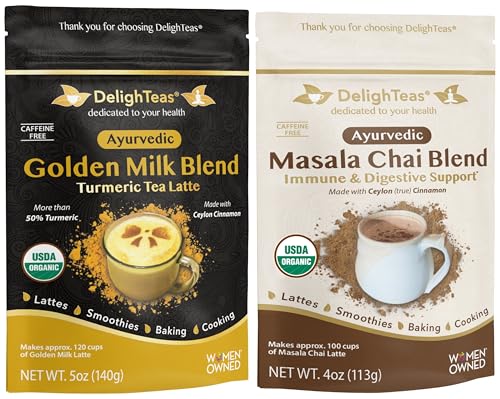 Superfood Blends | Organic Golden Milk & Masala Chai, Caffeine Free, Vegan, Keto