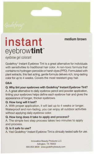 Godefroy Instant Eyebrow Color, Medium Brown, 0.18 ounces, 12-weeks of long lasting, 3-applications per kit, 3 Count (Pack of 1)