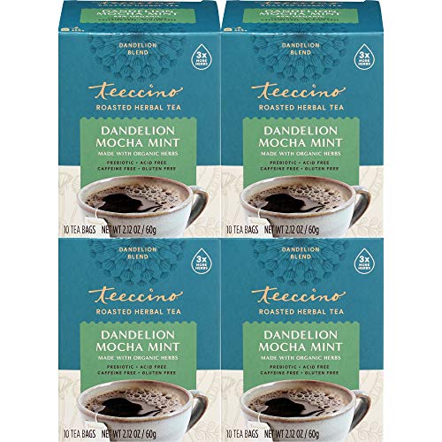 Herbal Tea | Dandelion Mocha Mint, Caffeine Free, 10 Tea Bags (Pack of 4)