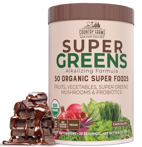 Superfood Drink Mix | Chocolate Flavor, 50 Organic Ingredients, 20 Servings, 10.6 oz