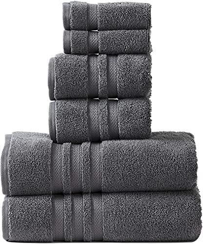 Bath Towel Set | 6 Pieces, Made with Recycled Cotton, Iron Color