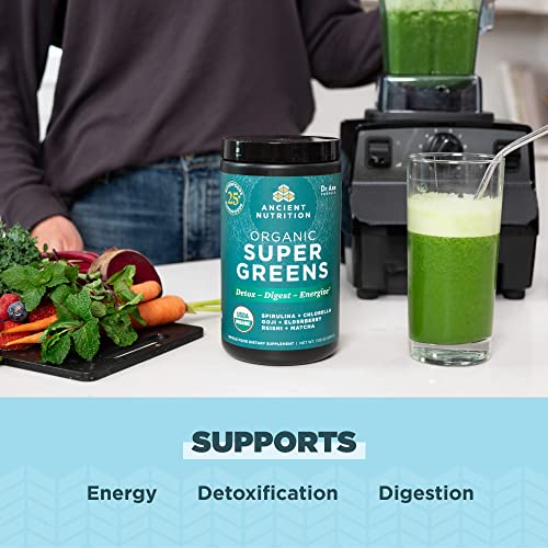 SuperGreens Powder | Organic, 25 Servings, Multi Collagen Protein, Unflavored, 45 Servings