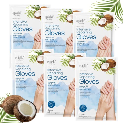 Moisturizing Gloves | 6 Pack, Coconut Oil, Milk Extract, Hyaluronic Acid