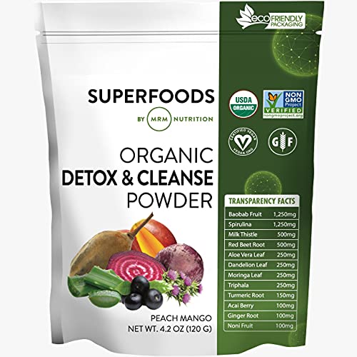 Detox & Cleanse Powder | Peach Mango Flavor, 15 Servings, Superfoods & Antioxidants