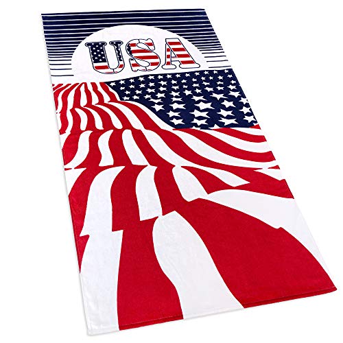 Beach Towel | 30 x 60 Inch, 100% Cotton Velour Terry