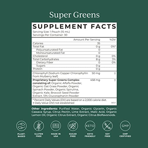 Liquid Supplement | Super Greens & Activated Charcoal, Digestive Health Support, Energy Boost