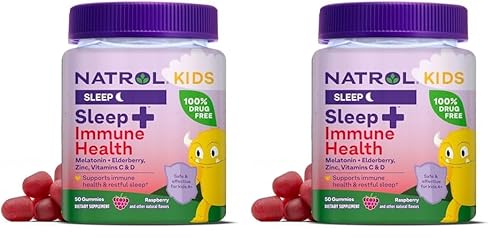 Kids Sleep Aid Gummies | Melatonin, Zinc, Vitamin C & D, Elderberry, 50 Count (Pack of 2)